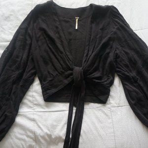 Free People || Black Long Sleeve Blouse (Size: XS)
